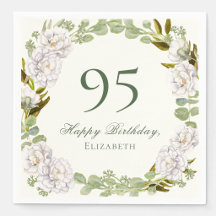 Serviettes élégantes ivoire florales pour 95e anni