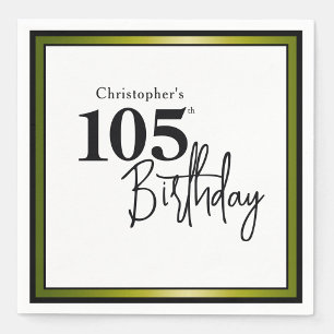 Serviette En Papier Serviettes élégantes noir et or pour 105e annivers