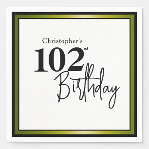 Serviette En Papier Serviettes élégantes noires et or pour 102e annive