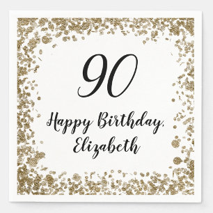 Serviette En Papier Serviettes élégantes pour 90e anniversaire avec pa