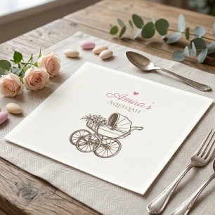 Serviette En Papier Serviettes élégantes rose Aqiqah Vintage landau bé