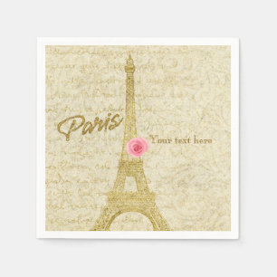 Serviette En Papier Serviettes élégantes tour Eiffel de Paris or et ro