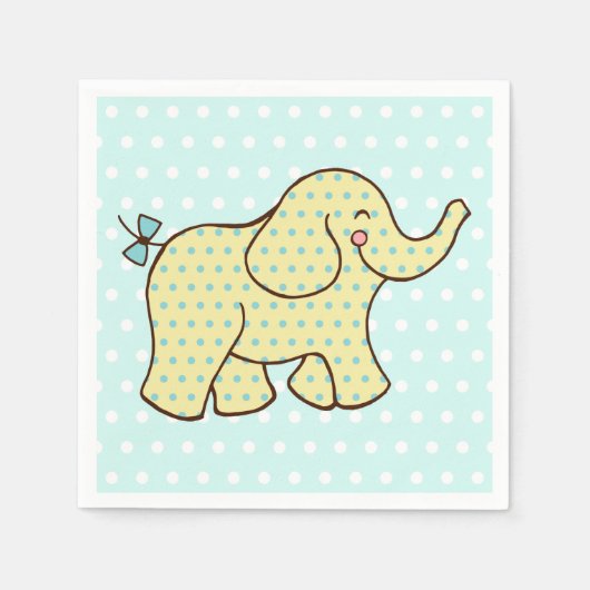 Serviette En Papier Serviettes Éléphant Jaune Aqua (Devant)