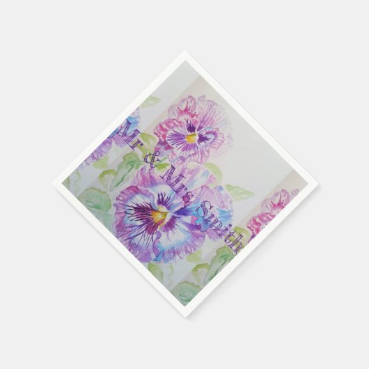Serviette En Papier Serviettes en aquarelle Violette Pansy Shabby (Coin)