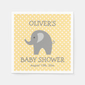 Serviette En Papier Serviettes en baby shower d'éléphants jaunes et gr (Devant)
