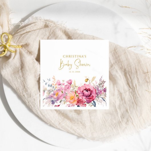 Serviette En Papier Serviettes en Baby shower violet Fleur sauvage