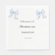 Serviettes en boucle bleue baptême