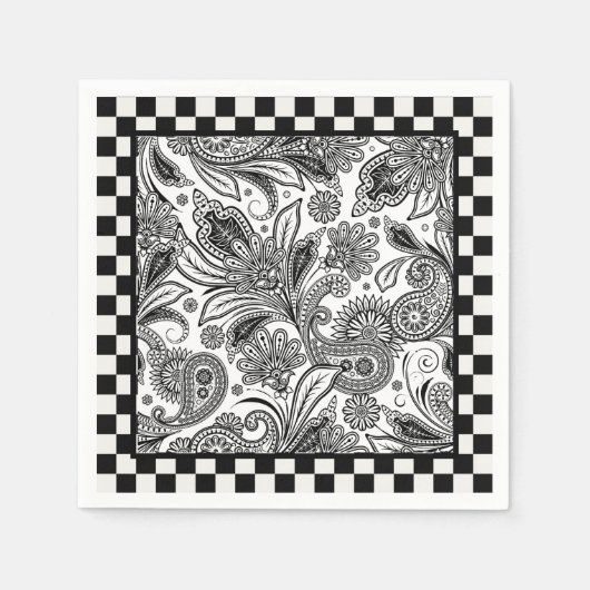 Serviette En Papier Serviettes en cachemire noir et blanc (Devant)