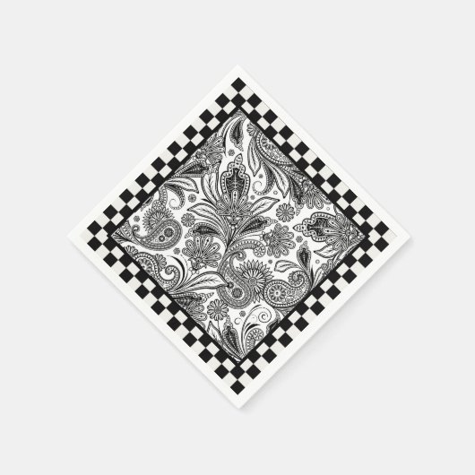 Serviette En Papier Serviettes en cachemire noir et blanc (Coin)