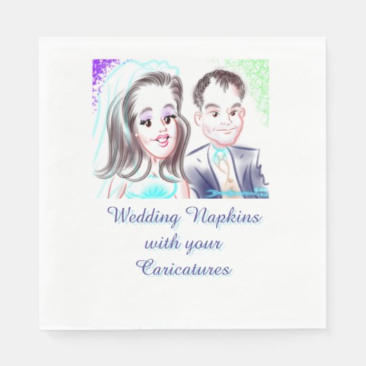 Serviette En Papier Serviettes en caricature mariage (Devant)