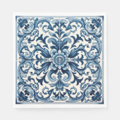 Serviette En Papier serviettes en carreaux bleu portugais (Devant)