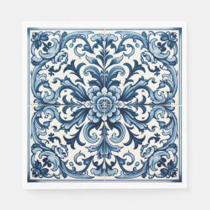 Serviette En Papier serviettes en carreaux bleu portugais