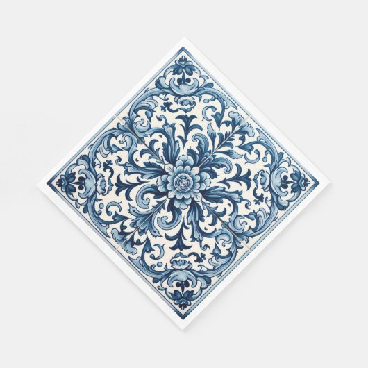 Serviette En Papier serviettes en carreaux bleu portugais (Coin)