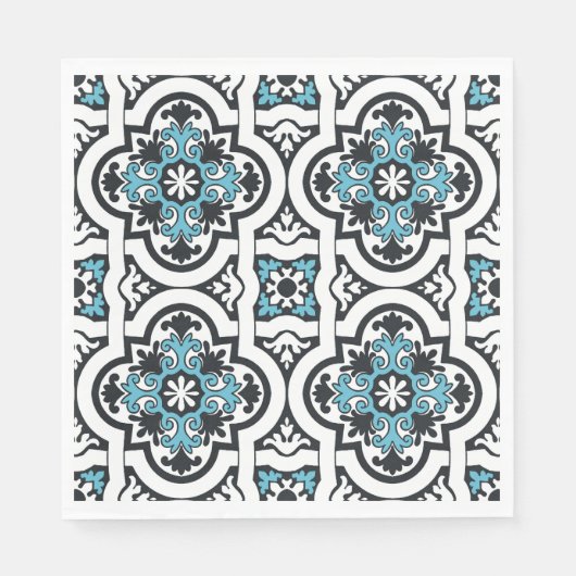 Serviette En Papier serviettes en carreaux bleu portugais (Devant)