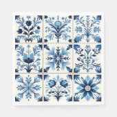 Serviette En Papier serviettes en carreaux bleu portugais (Devant)