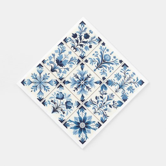 Serviette En Papier serviettes en carreaux bleu portugais (Coin)