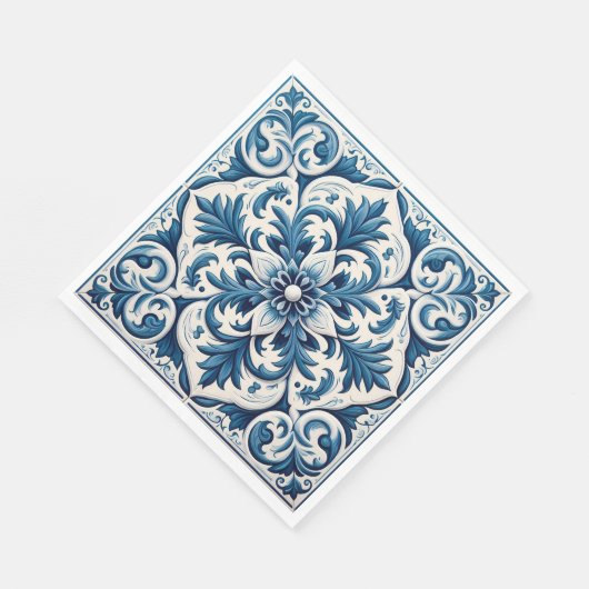 Serviette En Papier serviettes en carreaux bleu portugais (Coin)