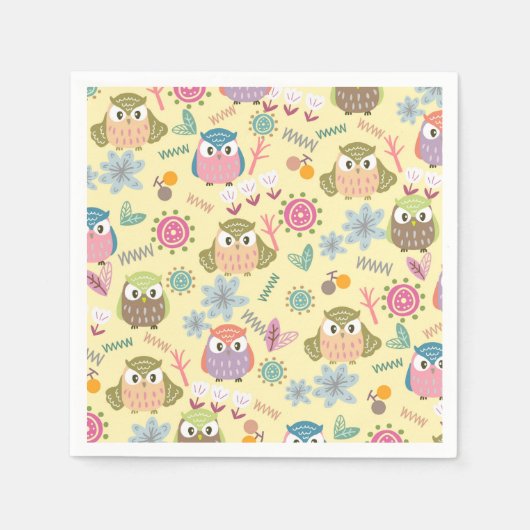 Serviette En Papier Serviettes en crème de hibou (Devant)