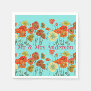 Serviette En Papier Serviettes en décoration orange shabby poppy Aqua.