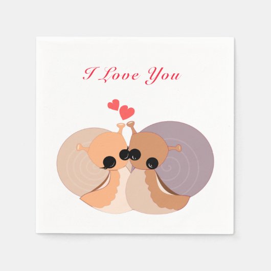 Serviette En Papier Serviettes en deux escargots avec texte - I Love Y (Devant)