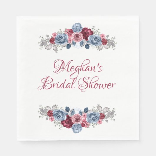 Serviette En Papier Serviettes en Fête des mariées bleu et bordeaux (Devant)