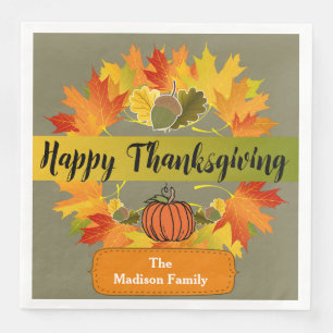 Serviette En Papier Serviettes en feuille de bon thanksgiving