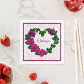 Serviette En Papier Serviettes en forme de cœur avec vigne de rose per (En situation)