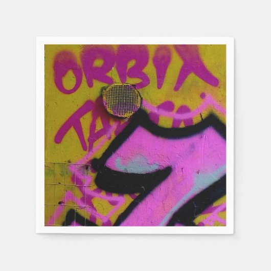 Serviette En Papier Serviettes en graffiti rose. (Devant)