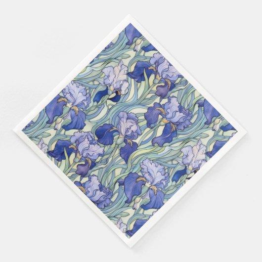 Serviette En Papier Serviettes en iris bleu Art nouveau (Coin)