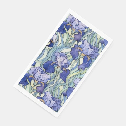Serviette En Papier Serviettes en iris bleu Art nouveau (Coin)