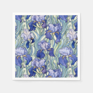 Serviette En Papier Serviettes en iris bleu Art nouveau