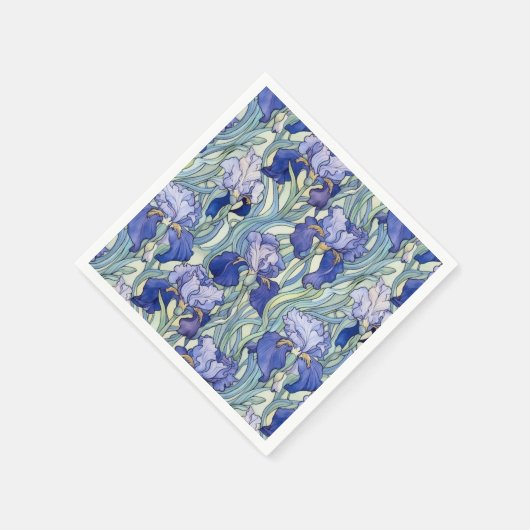 Serviette En Papier Serviettes en iris bleu Art nouveau (Coin)