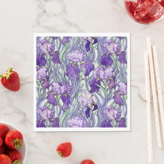 Serviette En Papier Serviettes en iris violet Art Nouveau (En situation)
