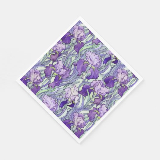 Serviette En Papier Serviettes en iris violet Art Nouveau (Coin)