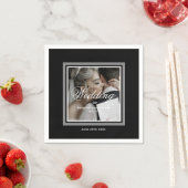 Serviette En Papier Serviettes en mariage noir et blanc (En situation)