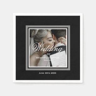 Serviette En Papier Serviettes en mariage noir et blanc