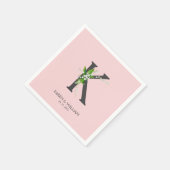 Serviette En Papier Serviettes en monogramme floral bouquet blanc (Coin)