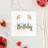 Serviette En Papier Serviettes en or 3 plis Joyeux Anniversaire (En situation)