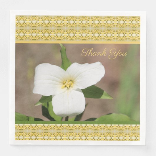 Serviette En Papier Serviettes en or blanc et en papier Trillium vert (Devant)