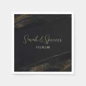 Serviette En Papier Serviettes en or noir et parkly (Devant)