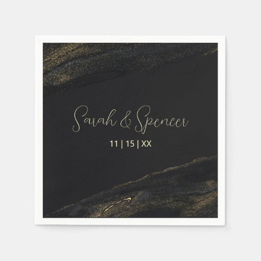 Serviette En Papier Serviettes en or noir et parkly (Devant)