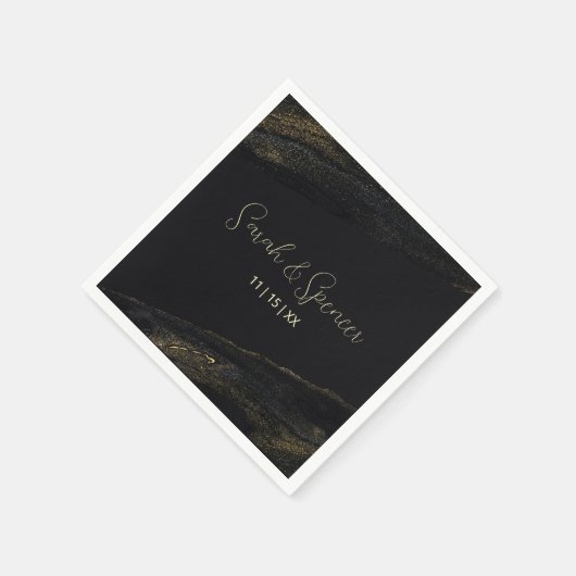 Serviette En Papier Serviettes en or noir et parkly (Coin)