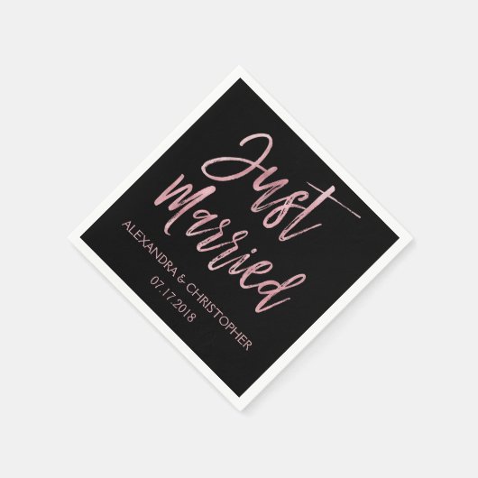 Serviette En Papier Serviettes en or noir et Rose marié (Coin)