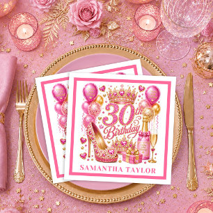 Serviette En Papier Serviettes en or rose chaud pour 30e anniversaire