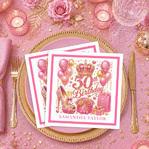 Serviette En Papier Serviettes en or rose chaud pour 30e anniversaire