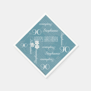 Serviette En Papier Serviettes en papier, 90e fête d'anniversaire, Flo