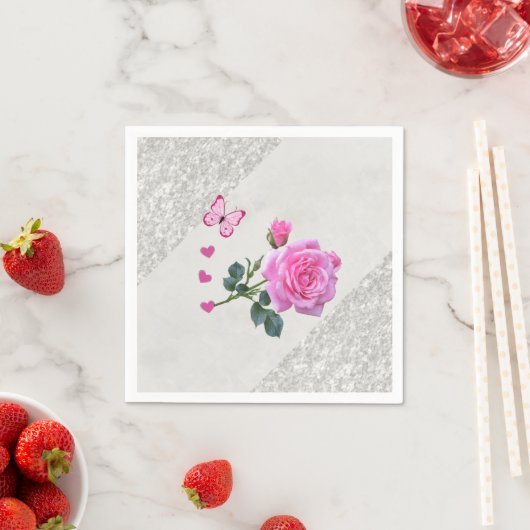 Serviette En Papier Serviettes en papier, argent rose (En situation)