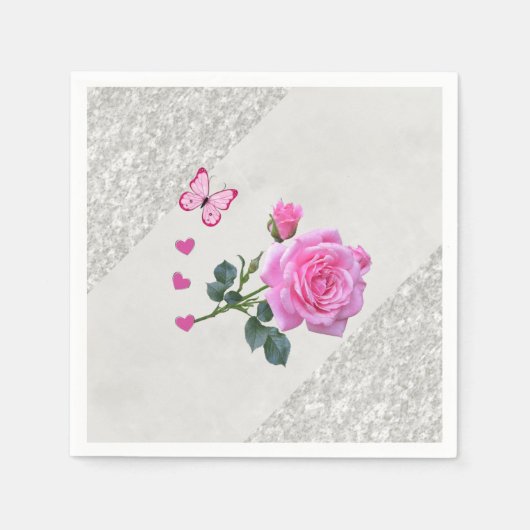 Serviette En Papier Serviettes en papier, argent rose (Devant)