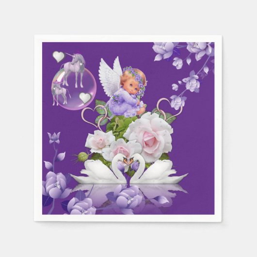 Serviette En Papier serviettes en papier, bébé ange violet oncelle flo (Devant)