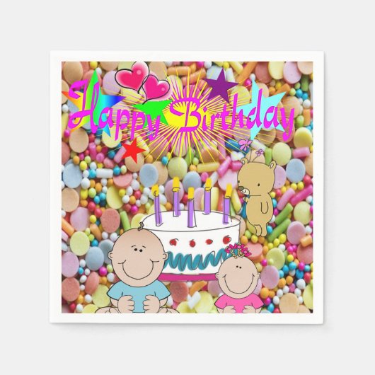 Serviette En Papier Serviettes en papier, Bébés d'anniversaire heureux (Devant)